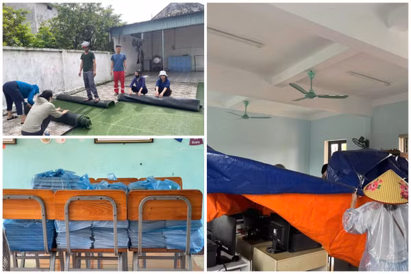 Các trường học ở Hà Tĩnh khẩn trương thực hiện các biện pháp bảo đảm tài sản, ứng phó với bão Bualoi.