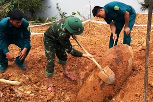Quả bom được tìm thấy ở xã Thượng Ninh (Thanh Hóa).