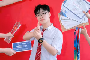 Em Trịnh Hải Đăng, học sinh Trường THPT Triệu Sơn 1, tỉnh Thanh Hóa. (Ảnh: GĐCC)