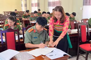 Lớp bồi dưỡng tiếng dân tộc Thái cho lực lượng Công an xã ở Thanh Hóa.