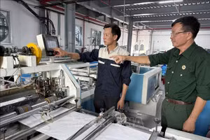 Sản xuất bao bì tại Công ty Cổ phần Trịnh Nghiên (xã Quỹ Nhất, tỉnh Ninh Bình). Ảnh minh họa: TTXVN