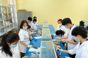 Tiết học tại Trường PTDTNT THCS&THPT Hàm Yên. Ảnh: NTCC