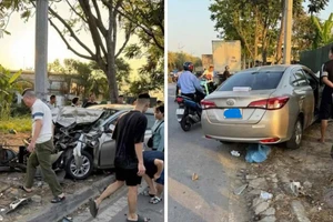 Hiện trường vụ tai nạn do Ma Vũ Duy gây ra.