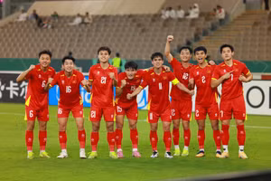 U23 Việt Nam ăn mừng chiến thắng sau trận tranh Huy chương Đồng Vòng chung kết U23 châu Á 2026. Ảnh: INT.