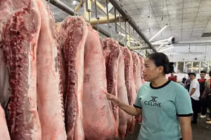 Giá thịt lợn đang tăng mạnh ở nhiều tỉnh thành phía Nam. Ảnh: UP