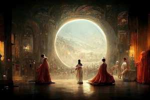 Bức tranh 'Théâtre D'opéra Spatial'. Ảnh: INT