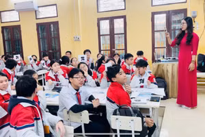 Ứng dụng công nghệ thông tin trong kiểm tra đánh giá tại Trường THCS Trần Bích San. Ảnh: NTCC