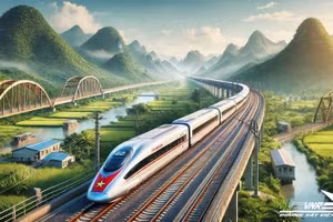 Tuyến đường sắt tốc độ cao trên trục Bắc - Nam được đề nghị điều chỉnh quy mô và lộ trình đầu tư. Ảnh mô hình đường sắt tốc độ cao