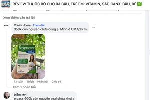 Trên các hội, nhóm Facebook, không ít mẹ bầu đăng thanh lý thuốc bổ. Ảnh chụp màn hình