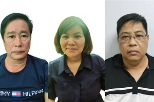 Hoàng Tất Thành, Lục Thị Thanh Bình, Lại Thành Trung (từ trái qua). Ảnh: Bộ Công an 