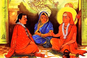 Nhiều nữ triết gia Ấn Độ vừa là vợ vừa là đối thủ kiêm trọng tài phân xử thắng thua lý luận của chồng là nam triết gia. Ảnh: Aeon.com