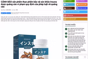 Trang web của Cục An toàn thực phẩm (Bộ Y tế) liên tục cảnh báo các nhãn hàng, doanh nghiệp vi phạm trong hoạt động quảng cáo thực phẩm chức năng, thực phẩm bảo vệ sức khỏe. Ảnh chụp màn hình