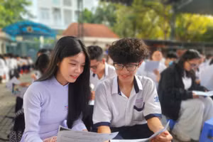  Học sinh Trường THPT Phan Đăng Lưu (quận Bình Thạnh, TPHCM) trong một tiết sinh hoạt về mụn học đường. Ảnh: L.N