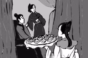 Tranh minh họa Đỗ Tử Bình nhận hối lộ khiến vua Trần Duệ Tông tử trận.