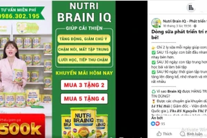 Những lời quảng cáo 'có cánh' về sản phẩm sữa Nutri Brain IQ.