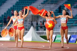 Đội tuyển điền kinh giành Huy chương Vàng nội dung 4x400m tiếp sức nữ. Ảnh: INT