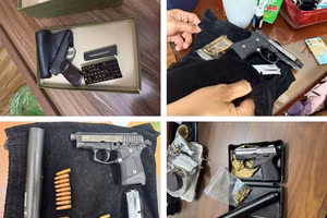 Công an thu giữ nhiều súng đạn.