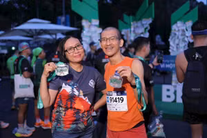 Chị Nguyễn Hải Yến (40 tuổi, ngụ TPHCM) tham gia một giải chạy. Ảnh: NVCC