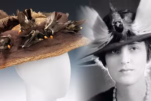 Mũ gắn xác chim nguyên con của quý bà Victoria. Ảnh: Thecollector.com