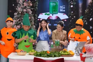 Sản phẩm Kẹo rau củ Kera được quảng cáo rầm rộ trong phiên livestream bán hàng, trong đó có Hoa hậu Nguyễn Thúc Thùy Tiên, Hằng Du Mục, Quang Linh Vlog. Ảnh: KERA