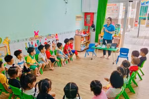 Các bé ở Trường Mầm non Ngôi Sao Sáng (Phường Linh Xuân, TPHCM)