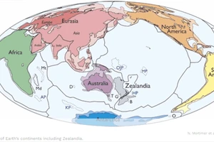 Các lục địa trên thế giới, trong đó có Zealandia