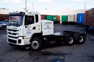 Mẫu xe tải điện của Tập đoàn Công nghệ BYD. Ảnh: Bloomberg