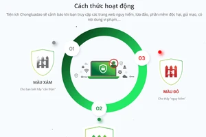 Tiện ích Chongluadao sẽ cảnh báo người dùng truy cập vào trang web lừa đảo, phần mềm độc hại… Ảnh chụp màn hình