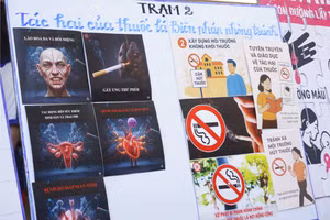 Học sinh tham gia cuộc thi phòng, chống tác hại của thuốc lá. Ảnh: ITN