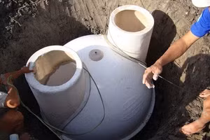 Hầm biogas để xử lý chất thải nông nghiệp.