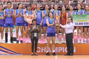 Đội tuyển bóng chuyền nữ Việt Nam giành chức vô địch chặng 2 SEA V.League 2025. Ảnh: INT