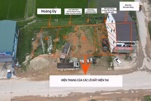 Hình ảnh hiện trạng và mô phỏng tương đối các lô đất tại khu quy hoạch Đồng Bà, xã Nam Điền. Ảnh: T.H