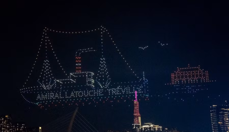 Hình ảnh drone trong Lễ hội Sông nước TPHCM lần thứ hai, tháng 6/2024. 