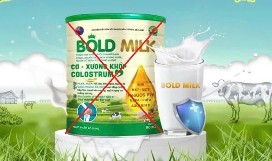 Sữa giả mà cơ sở tại quận Bình Thạnh (TPHCM) kinh doanh là Bold Milk cơ xương khớp Clostrum.