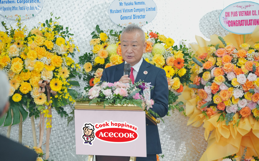 Ông Kaneda Hiroki – Tổng Giám đốc Acecook Việt Nam phát biểu tại lễ động thổ.