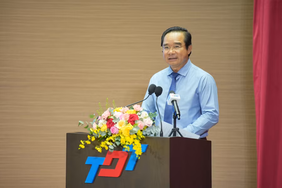 Chủ tịch UBND TPHCM Nguyễn Văn Được phát biểu tại hội nghị. 