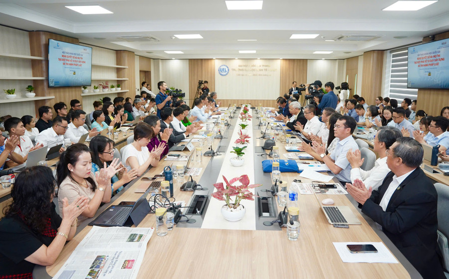 Toàn cảnh hội thảo khoa học quốc gia "Nghị quyết 66-NQ/TW: Tạo đột phá về tư duy, xây dựng và thi hành pháp luật". Ảnh: P.L