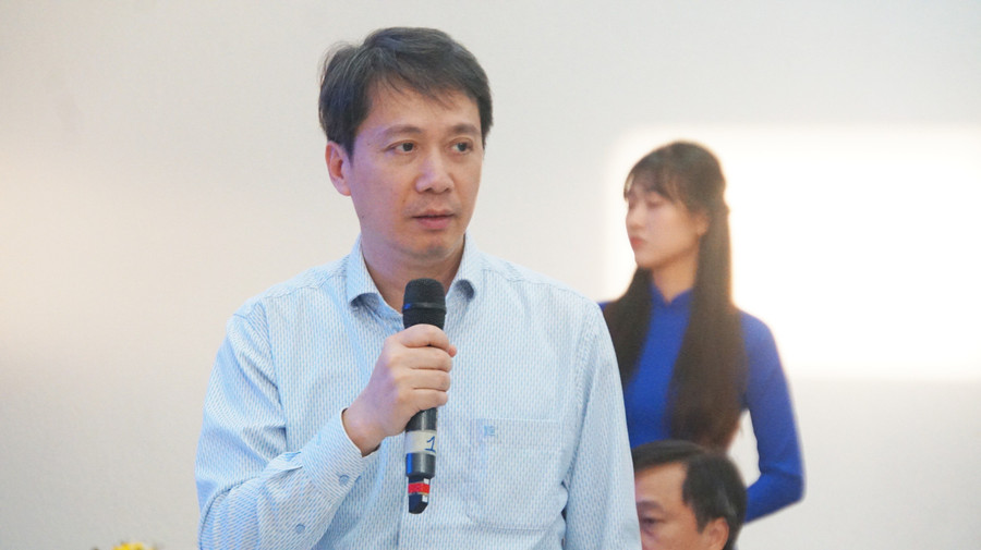 Ông Phạm Quang Hưng, Cục trưởng Cục Khoa học, Công nghệ và Thông tin (Bộ GD&ĐT) phát biểu tại hội thảo. Ảnh: Mạnh Tùng ong-pham-quang-hung.jpg