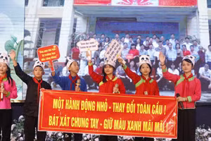 Học sinh huyện Bát Xát tham gia Diễn đàn “Lắng nghe trẻ em nói về Biến đổi khí hậu và bảo vệ môi trường”.