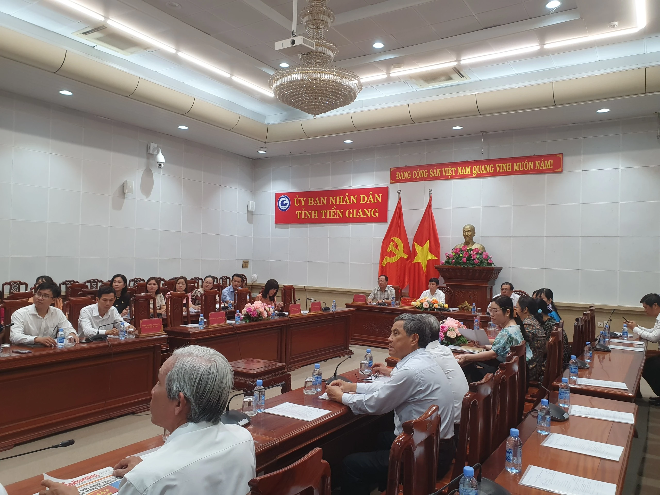 Quang cảnh tại điểm cầu tỉnh Tiền Giang.
