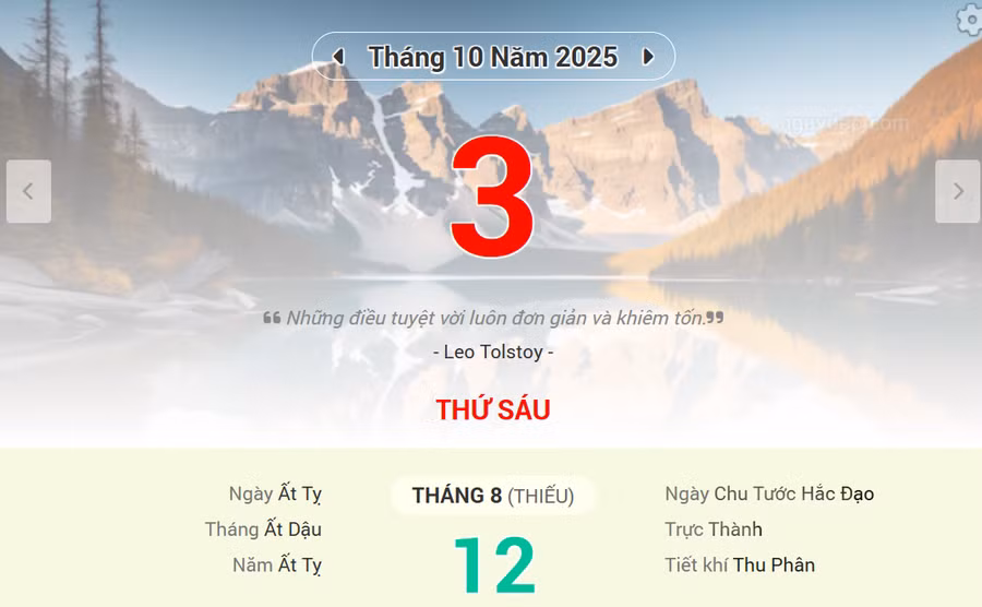 Lịch âm 3/10 - Xem lịch âm ngày 3/10