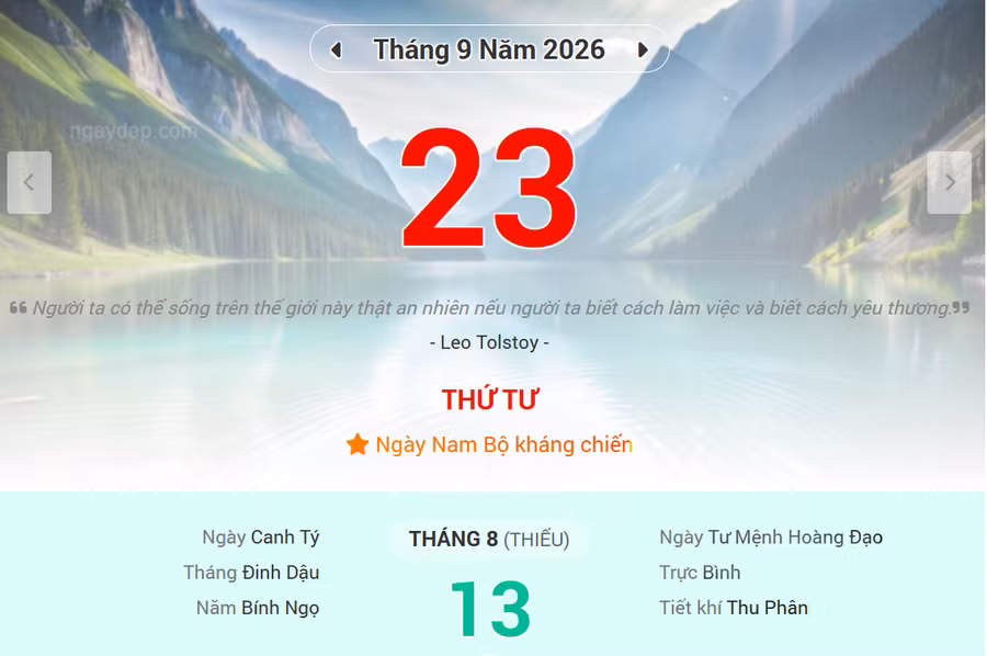 Lịch âm 23/9 - Xem lịch âm ngày 23/9