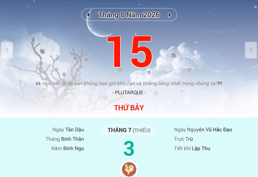 Lịch âm 15/8 - Xem lịch âm ngày 15/8