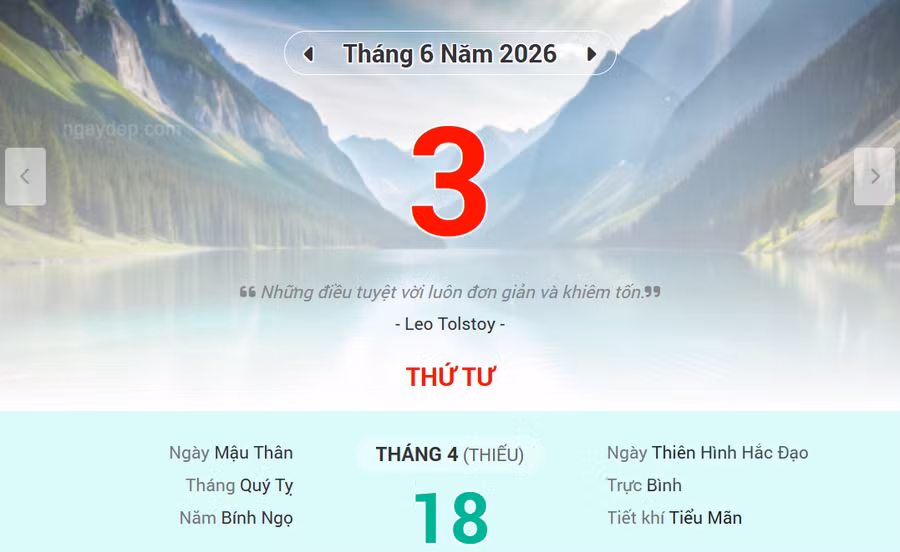 Lịch âm 3/6 - Xem lịch âm ngày 3/6
