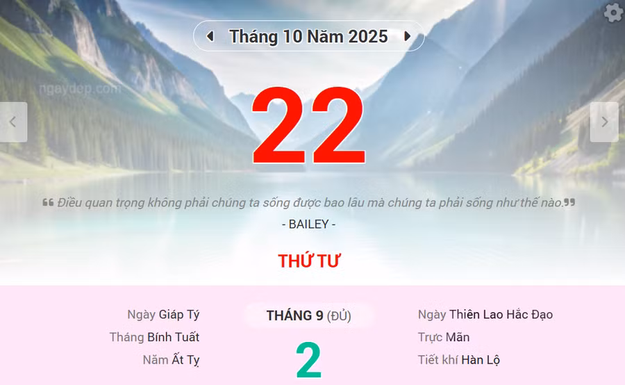 Lịch âm 22/10 - Xem lịch âm ngày 22/10