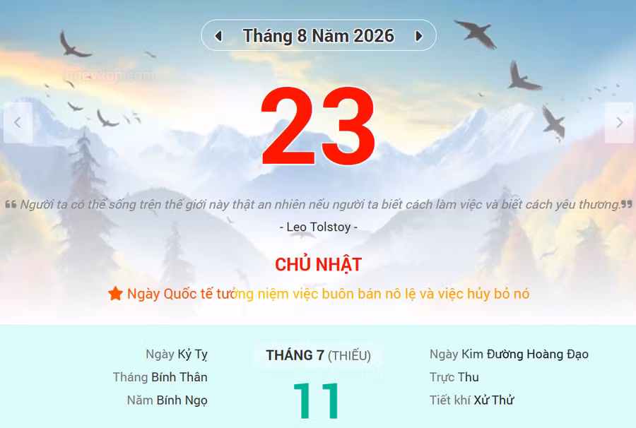 Lịch âm 23/8 - Xem lịch âm ngày 23/8
