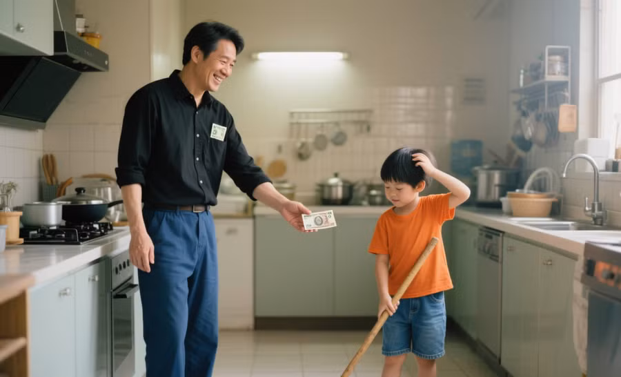 Bằng cách trả thù lao, trẻ sẽ hiểu rằng công việc nhà có giá trị, từ đó chăm chỉ hơn khi làm việc nhà. (Ảnh: ITN),