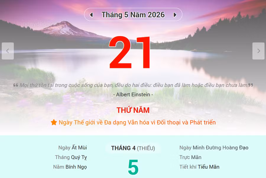 Lịch âm 21/5 - Xem lịch âm ngày 21/5