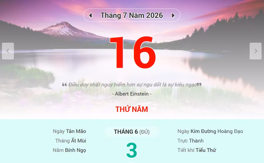 Lịch âm 16/7 - Xem lịch âm ngày 16/7
