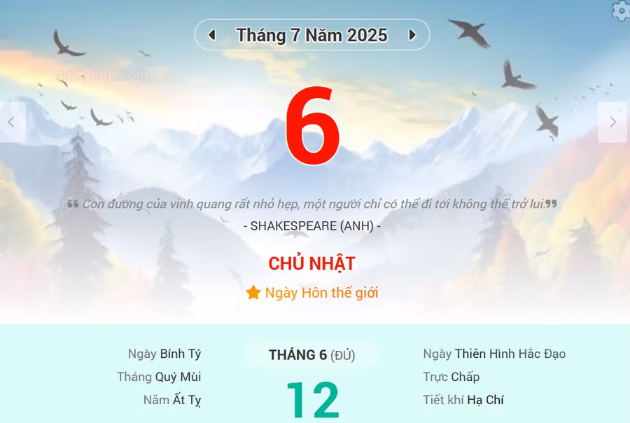 Lịch âm 6/7 - Xem lịch âm ngày 6/7